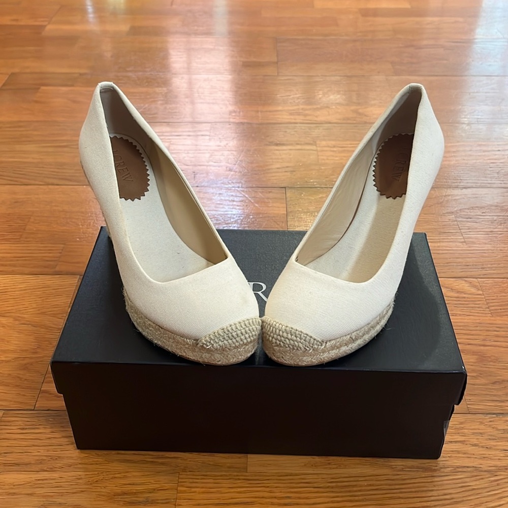 J Crew Wedge Espadrilles in Vintage Sandstone Size 7